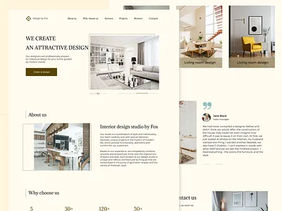 Interior studio - Landing page design design furniture furniture website uxui typography ui ux