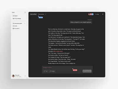App Design - Ai writting app Design - Cooperating clean dashboard design design app figma ia minimal minimalist table ui ux web app website website app website design