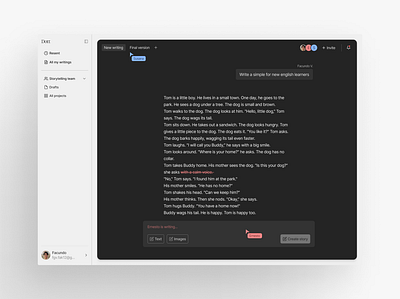 App Design - Ai writting app Design - Cooperating clean dashboard design design app figma ia minimal minimalist table ui ux web app website website app website design