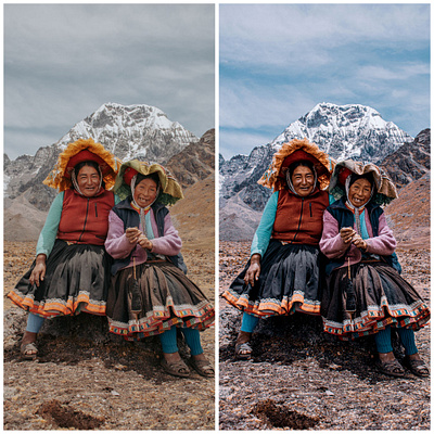 Photo Retouched Series #9 "Pair of Women in mountain" love