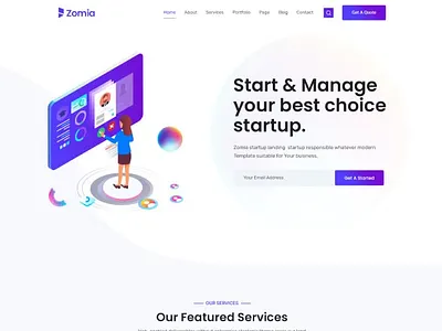 Zomia Startup Agency HTML5 Template 3d animation branding design graphic design illustration logo motion graphics ui vector