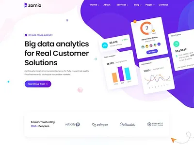 Zomia Data Analytics HTML5 Template 3d animation branding design graphic design illustration logo motion graphics ui vector
