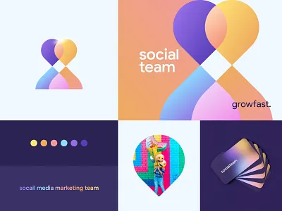 socialteam - visual identity app logo branding creative logo design flat gradient icon illustration logo logo design logotype mobile modern logo overlapping logo print simple typography vector visual identity web
