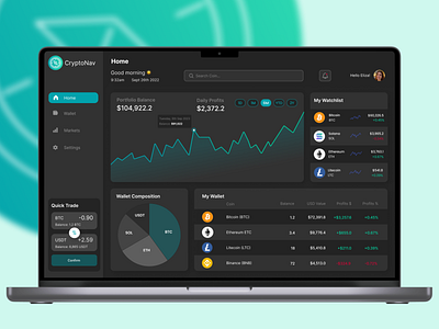 Cryptocurrency Trading Platform | Desktop Dark app cryptocurrency dashboard data desktop app fintech logo uiux ux design desktop web3