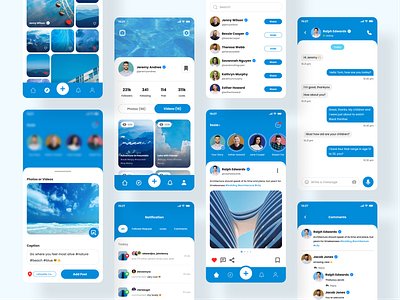 Sosiee - Social Media Mobile App app chat clean comment design flat friend minimal mobile network notification photos pop up post profile social media story ui user interface videos