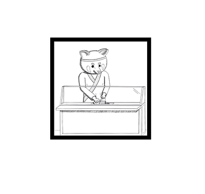 Sushi animal chef cooking design drawing freehand illustration panda pen sketch sushi