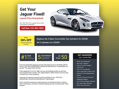 Landing Page for a Car Service Center app branding call to action car design desktop graphic design landing page offer single page ui ux