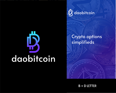 D & B LETTER BITCOIN LOGO bank banking bitcoin bussiness company corporations crypto coin crypto currency crypto token db letter bitcoin digital financial letter logo modern money professional studio tech token web