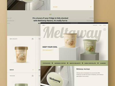 Meltaway - Gelato Shop Landing Page design dessert earth tone fb food and beverage gelato graphic design homepage ice cream landing page menu shop ui uiux user interface web website