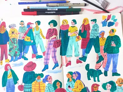 Character design art children book drawing gouache hand drawn illustration kids book painting people urban