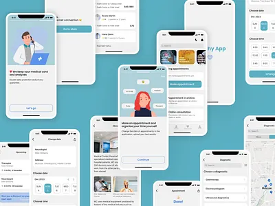Healthy App I iOS I Mobile App animation apple blue clear design doctor doctors illustration ios light medical medical app mobile ui uxui