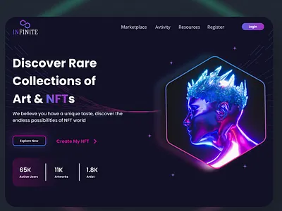 NFT Landing Page design figma illustration landingpage nft typography ui uidesign web