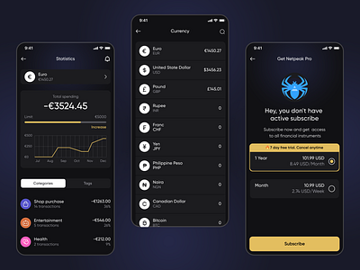 Financial app - case study app banking financial fintech mobil money statistic ui wallet