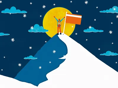 January alpinism bank branding calendar clouds corporate gifts credit card flat graphic design illustration illustrator january man mountain new year photoshop sky snow typography winter