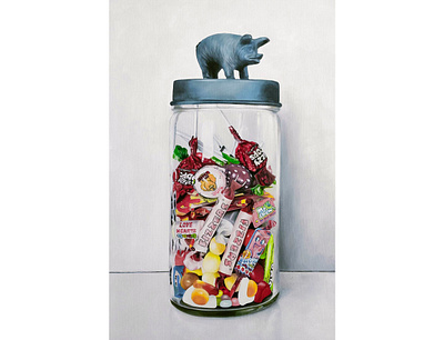 Up-close to my sweet jar hyperrealism modern art oil painting