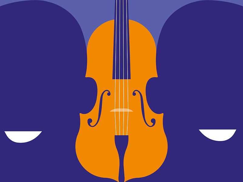 Music connects people connect connection editorial faces graphic happy illustration instrument minimal music people smiles violin