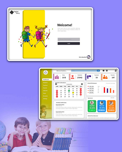 Desktop Application Login page School diary design graphic design ui