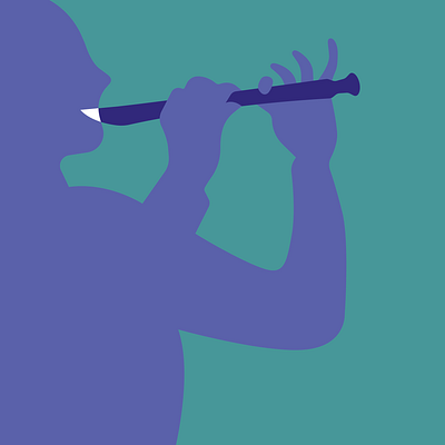 Creating music makes you happy create editorial flute graphic illustration make minimal music person playing smile tunes
