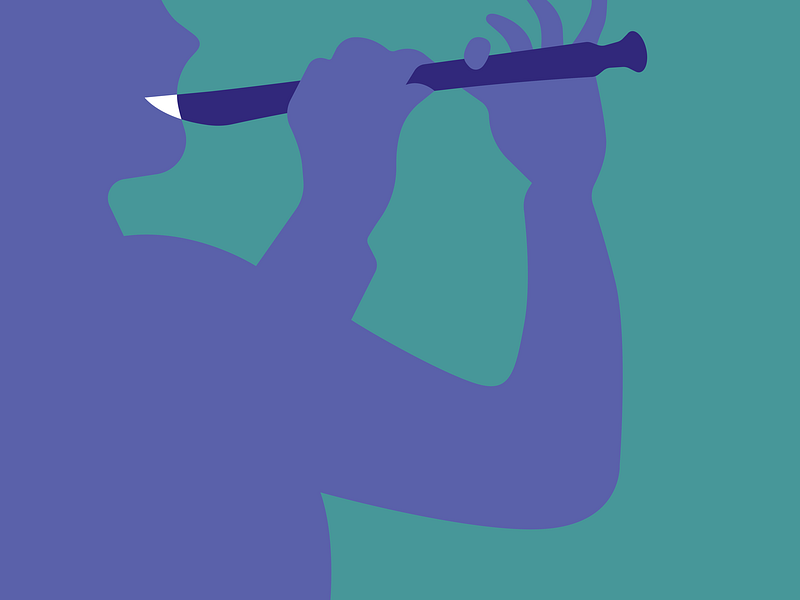 Creating music makes you happy create editorial flute graphic illustration make minimal music person playing smile tunes