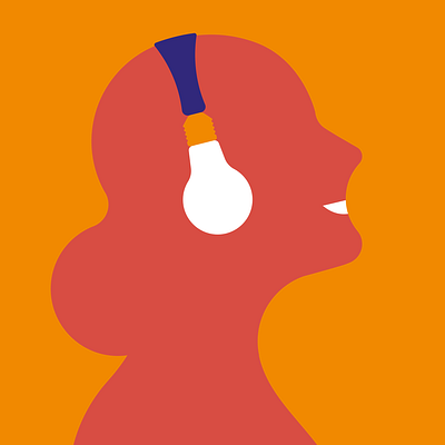 Music affects attention and alertness alertness attention editorial graphic happy headphones illustration lightbulb minimal music positive smart smile woman
