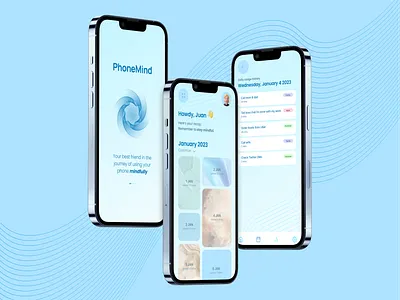 PhoneMind - A way to use your phone mindfully app clean design ios iphone light mindfulness minimalist mobile modern simple ui