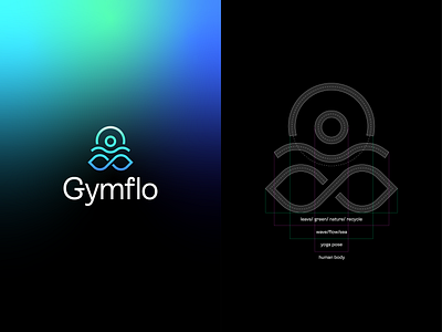 Gymflo logo Concept/ mark constraction 🧘 brand identity branding branding design fresh green grid gym logo illustration logo designer logo redesign logodesign modern logo natural rebrand unfold yoga