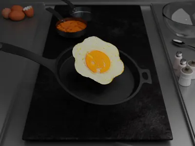 Egg On Pan 3d daily hungry