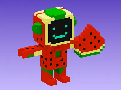 Soldier Melon 3d character melon nft soldier voxel