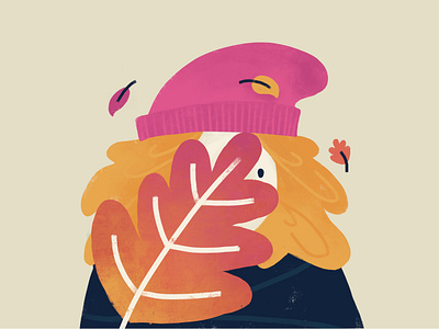 Autumn Girl Illustration autumn autumnleaves colorful illustration ipadpro kidsillustration leaf polishillustrator procreate