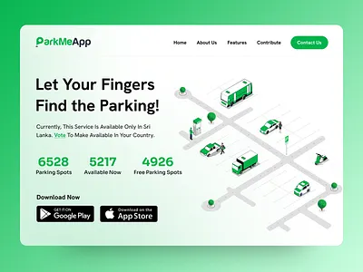 Hero Header Design for ParkMeApp app art graphic design hero banner hero header home page illustration landing page product design ui ui design ux ux design web web application web design webpage website website design