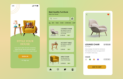 Furniture App app couch design furniture app house landing page mobile app modern sofa style ui ux