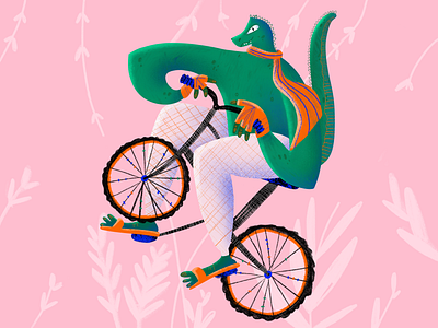Crocodile on a bike artist bike colorful crocodile funny graphic design graphicdesign illustration ipad kidsillustration procreate vibrant