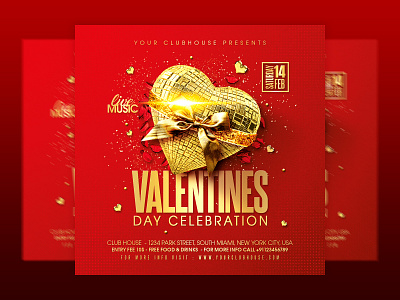 Valentine's Day Flyer club club flyer clubhouse dj party event flyer design flyer template graphic design holiday instagram logo love nightclub party valentine valentine day valentines valentines day vday