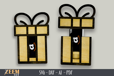 Birthday Box Gift Card Holder Laser Cut SVG Files Template dxf files gift box svg gift card holder template glowforge files laser cut files svg files