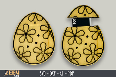 Easter Egg Gift Card Holder Laser Cut SVG Files Template dxf files easter egg gift card holder svg gift card holder template glowforge files laser cut files svg files