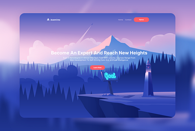 Learn to Grow - Landscape web concept Illustration 2d art adobe illustrator artist course flat illustration illustration ui ux vector web