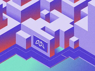 NYC Anniversary anniversary blog illustration buildings city design environment figma gradient illustration isometric mint noise nyc office orange purple texture vector