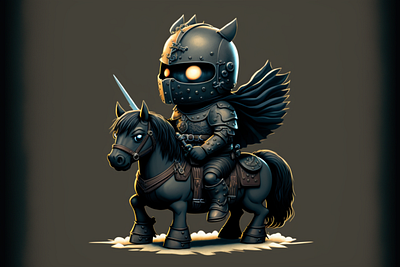 Dark Knight armour art artwork blade cartoon character character design comic cute dark design drawing fantasy horse illustration knight nft