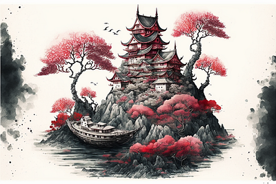 Japanese Castle on the Dreaming Shores scene