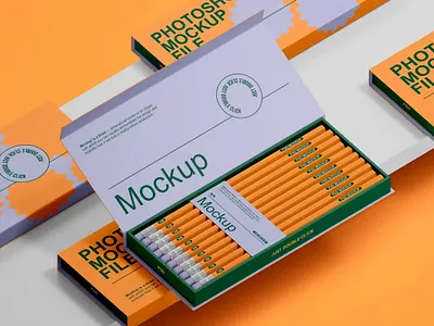 Pencil Packaging Mockup Set adobe photoshpo design mock up mock ups mockup mockup set photoshop psd