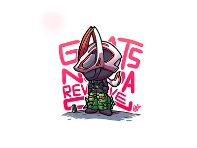 Fanart KAMEN RIDER GEATS NINJA FORM Chibi version | Full Body | art character chibii cute design fanart form fox geats graphic kamen rider mask ninja