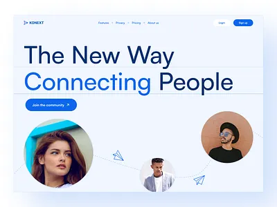 KONEXT || Messenger Landing Page Hero Section blue figma hero section landing page messenger ui website