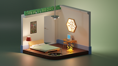 Drew's bedroom blender c4d color design house illustration internet room ui