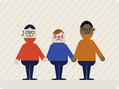 Emotions hand in hand children emotions figma flat illustration