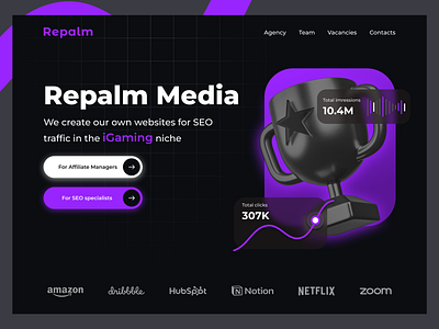 Repalm media // website branding clean design figma game gaming graphic design marketing minimal seo ui ux