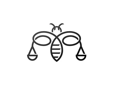 Justice Bee Logo animal logo app attorney bee branding fly icon insect justice law legal logo scale vector