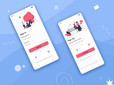 Sign up/ Sign in screens for dating app app branding dating app dating screen design figma mobile mobile app mobile app design mobile screen onboarding onboarding screen sign in sign up ui uiux user experience user interface ux