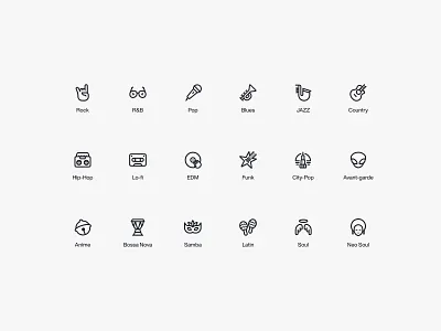 Music genre icons design icon music music genre ui