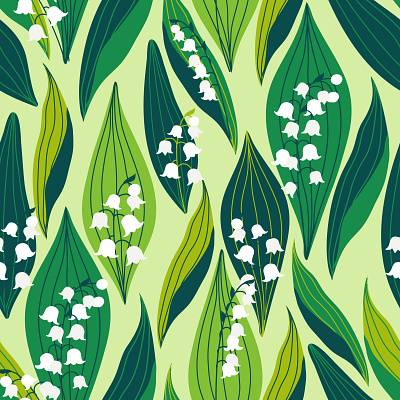 Lily of the valley pattern botany flower graphic design green illustration lily of the valley nature pattern spring vector