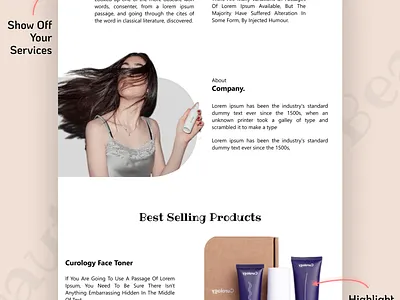 One Page Website for Beauty products! app beauty products branding cosmatics design graphic design illustration logo online order typography ui ux vector web design web development website